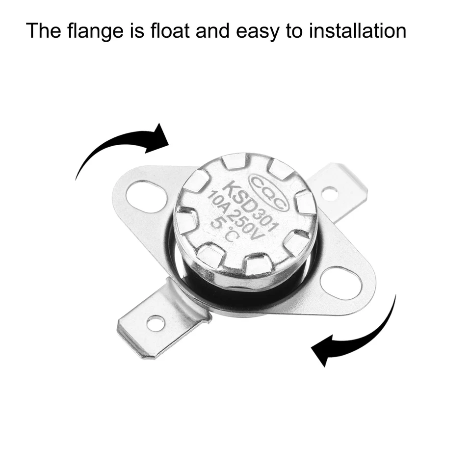Temperature Control Switch Thermostat KSD301 5°C 10A NC 6.3mm Pin 5pcs - Image 2 of 4