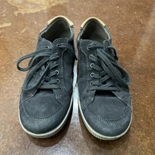 ECCO Men's Ennio Retro Sneaker Fashion Sneaker, Black/Cognac, 41 EU/7-7.5 M US