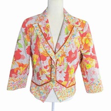 Vtg Alberto Makali Women's Blazer Multicolor Floral 14 Lined Maximalist Festival