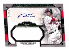 2024 Topps Tier One #AT1JR-DP Dustin Pedroia Autographed Relics Jumbo Green #/20
