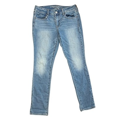 American Eagle Jeggings Womens 8 Short Blue Light Wash Straight Leg Classic
