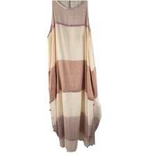 Lula Soul 100% Cotton Beachy Boho Tassel Trim Sundress Sz L Resort Quiet Luxury