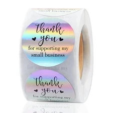 500 PCS Holographic Thank You for Supporting My Small Business Stickers