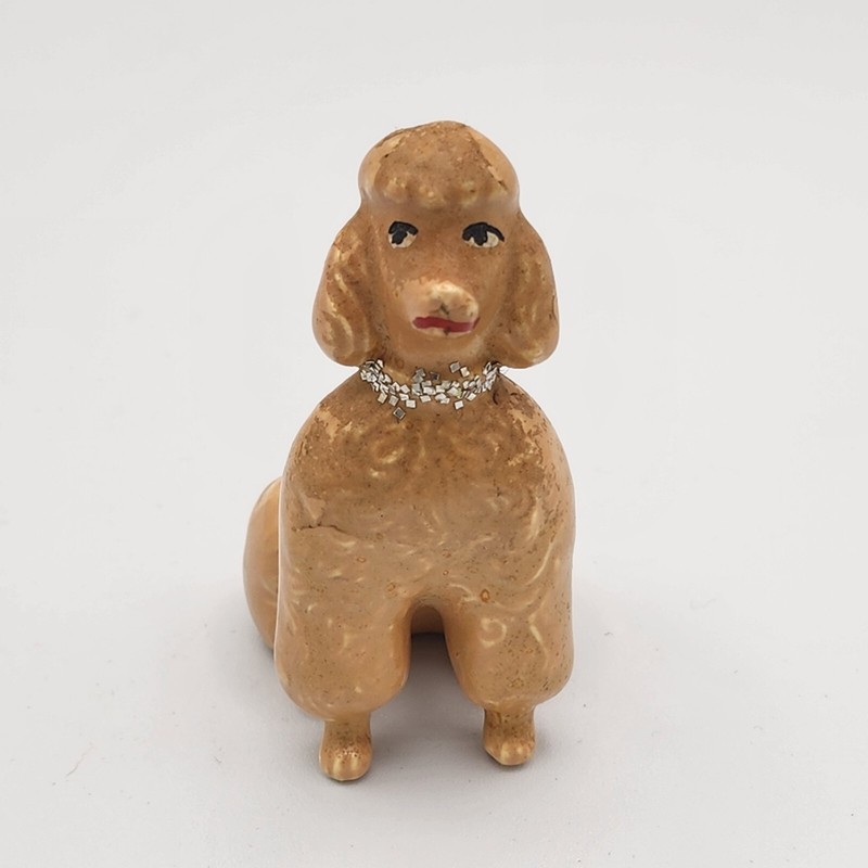 Vintage Ceramic Poodle Figurine Glitter Collar Hand Painted