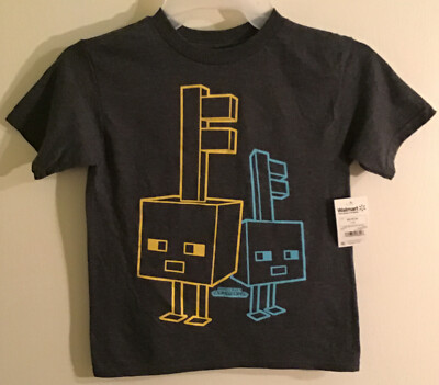 Minecraft Dungeons Gray Boys Youth XS 4-5, M 8, XL 14-16 Video Game Shirt 