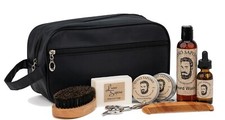 Grooming Kit Beard Oil, Balm, Wash, Wax, Soap, Scissors, Comb, Brush travel bag