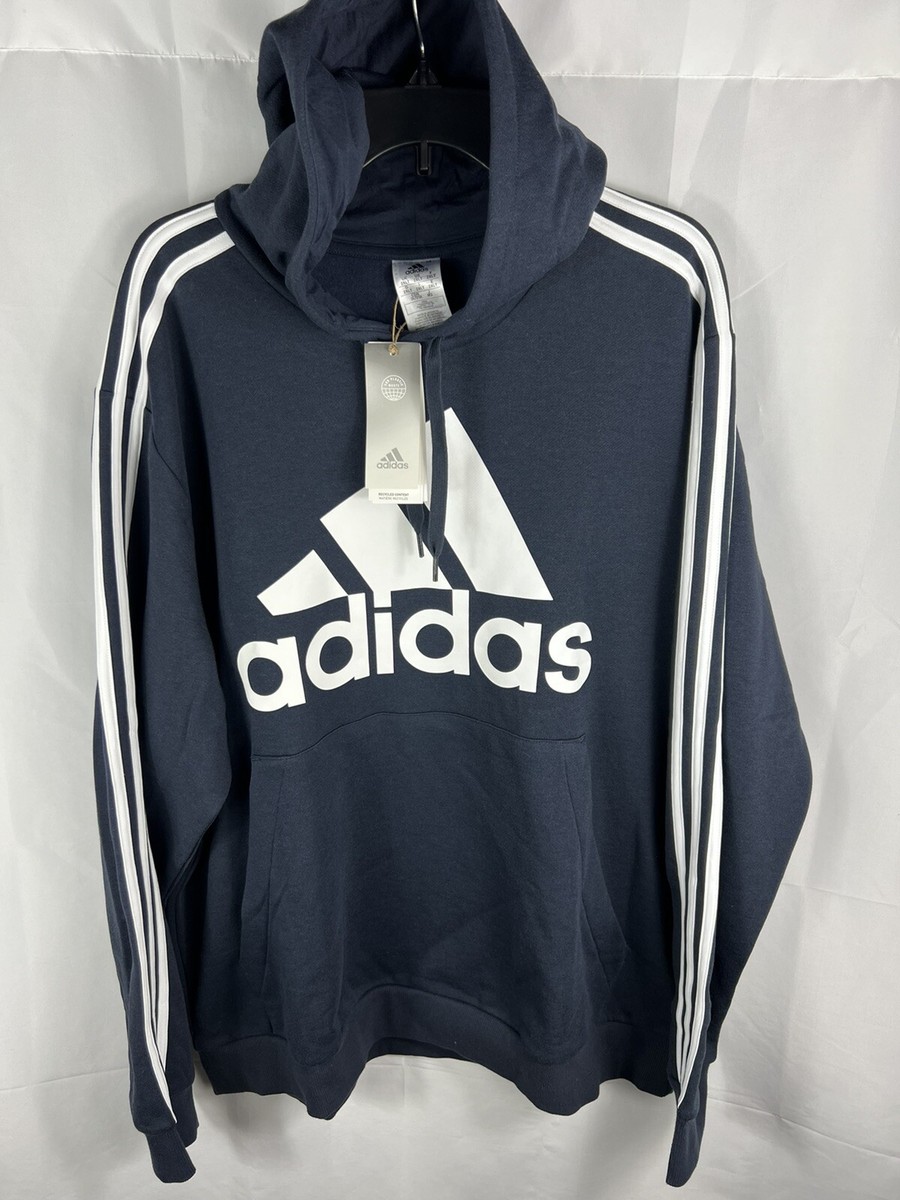 Adidas 3 Stripes Fleece Hoodie Sweatshirt H14642 Gym Fitness Work