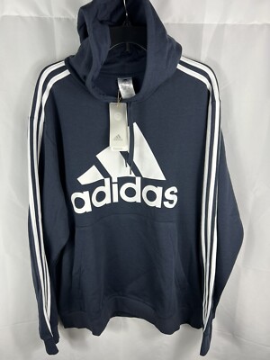 Adidas Stripes Fleece Hoodie Sweatshirt H14642 Gym Fitness Work Out  Training - Main Image