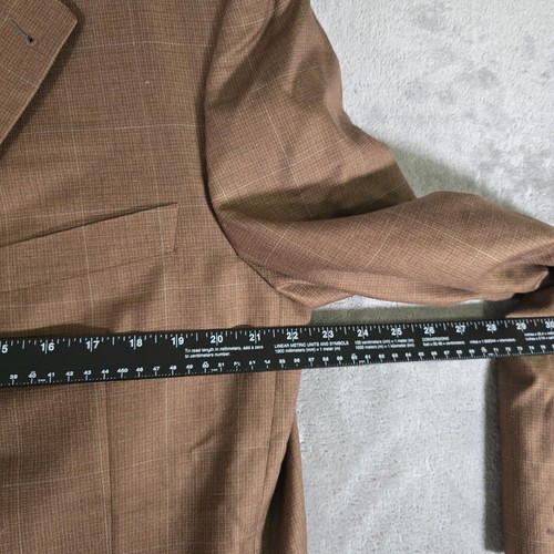 Zanella Plaid Blazer Sport Coat Made in Italy Wool Silk Brown Mens 44 - Picture 4 of 10