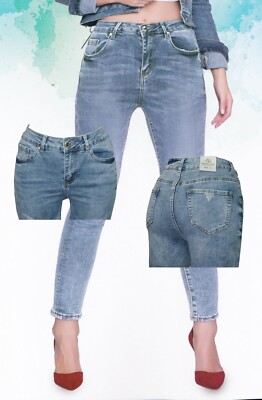 Jeans donna ragazza taglie comode elasticizzato vita medio-alta FARFALLINA  | eBay
