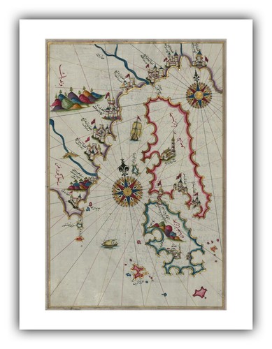 Piri Reis : "Map of the Islands of Cres, Losinj, and Unije" — Fine Art Print - Picture 3 of 7