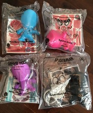 Spidermans Spiderverse 2018 McDonalds Happy Meal Toys Lot of 4 Different Sealed