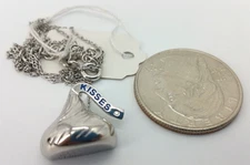 WTJ China 925 Sterling Silver Diamond Kisses Necklace Pendant Womans Mens 17in