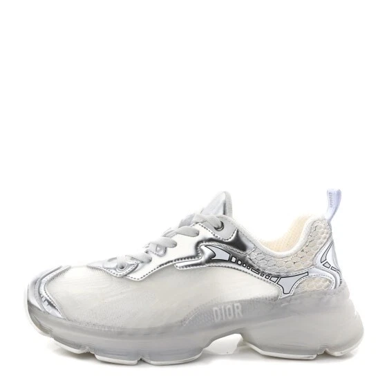 Baskets DIOR Vibe blanc argent mat tissu maille femme pointure 37,5 ou US 7,5