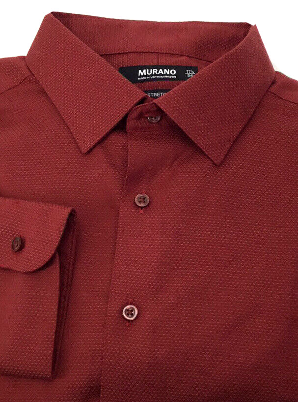 Рубашка из эластичного хлопка с отложным воротником Murano Slim Fit, красная, Sz 16-33