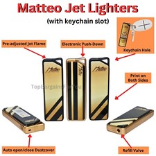 MATTEO Windproof Jet Flame Lighter Set Rare Dustproof Electronic Gas Refillable