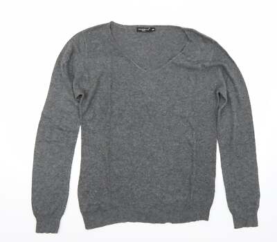 Escandelle Damen Pullover grau V-Ausschnitt Acrylmischung Größe M