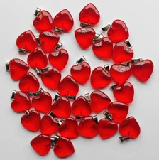 Fashion red glass Love Heart charms Pendants 50pcs/lot Wholesale