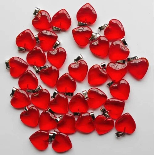 Fashion red glass Love Heart charms Pendants 50pcs/lot Wholesale