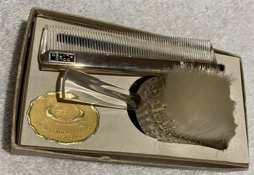 RARE VTG Gold Plated Baby/Child Brush and Comb Set - Baby Shower Gender Reveal