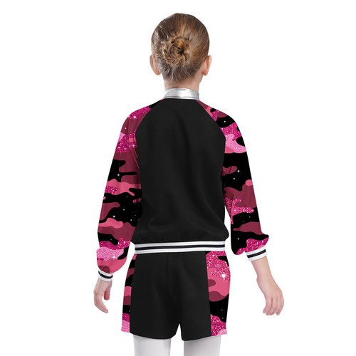 Kids Girls Jacket And Shorts Long Sleeve Coat With Bottoms Full Zip Sweatsuit - Picture 6 of 22