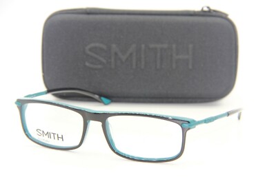 NEW SMITH OPTICS ABRAM GFZ BLACK BLUE EYEGLASSES AUTHENTIC RX CASE 55-17