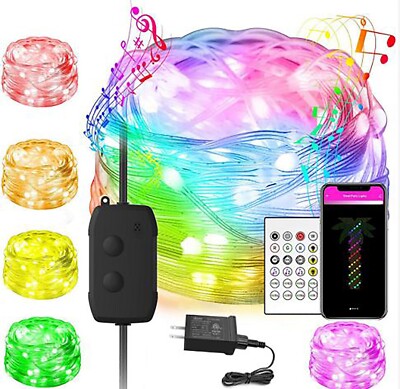 Smart BLE 32.8ft and 66 RGBIC Addressable LED Fairy String Light With AC Adapter