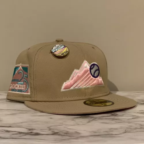 Hat Club Exclusive Rare "Sandstorm" Pink Brim UV Colorado Rockies New Linen MLB
