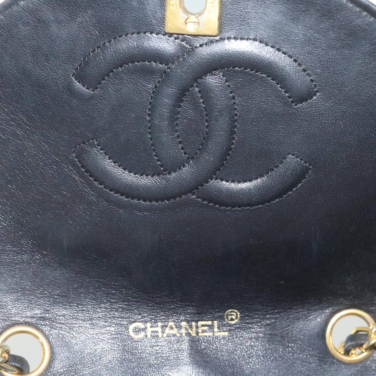 CHANEL Matelasse Chain Shoulder Bag Lamb Skin Black White CC CHANEL Matelasse Chain Shoulder Bag Lamb Skin Black White CC