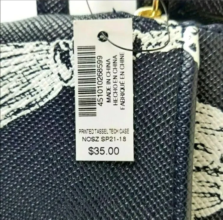 Chicos Tablet Laptop Tech Case Black White Tassel Print Zip - Image 4 of 4