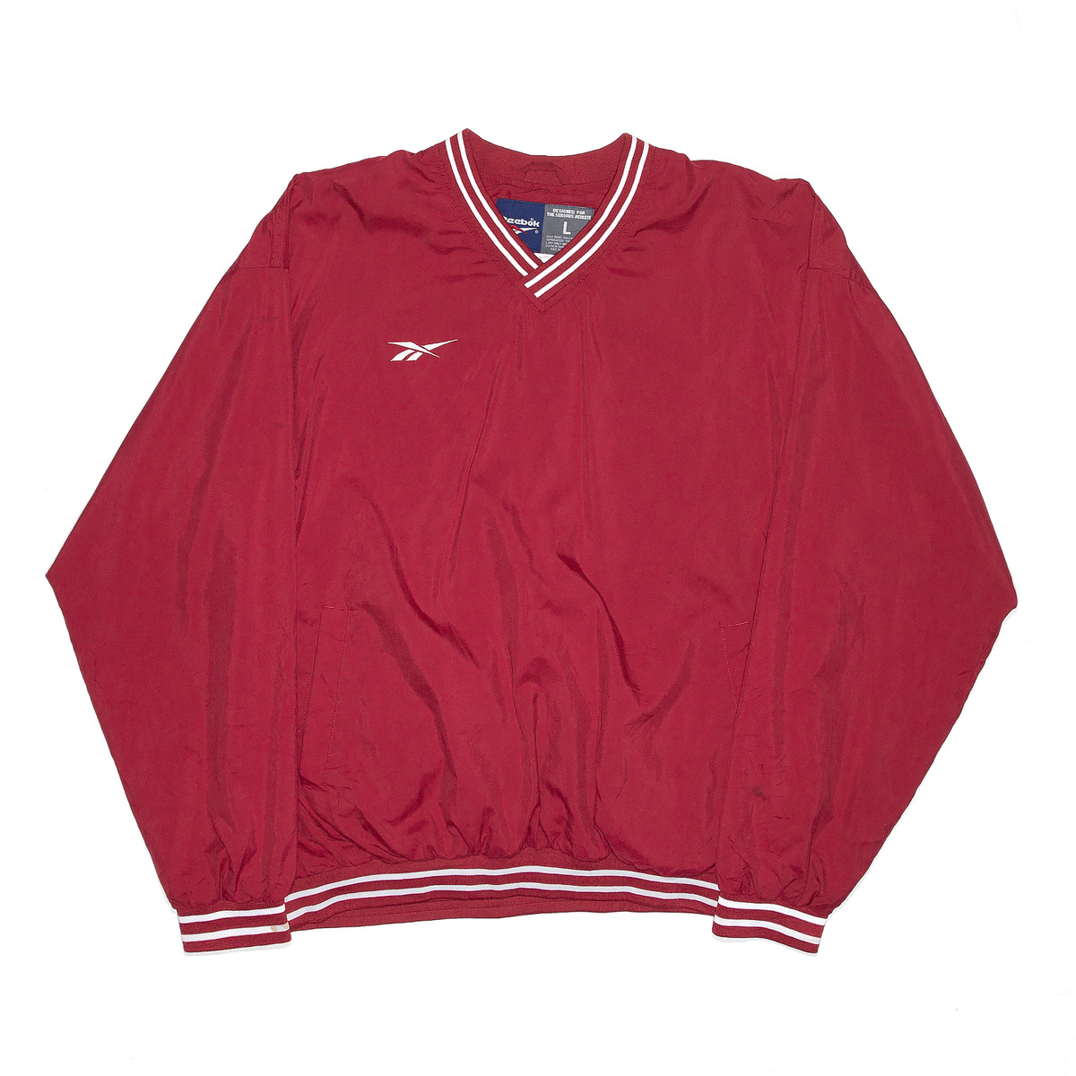 Vintage REEBOK Mens Red Regular V-Neck Sweatshirt L | eBay