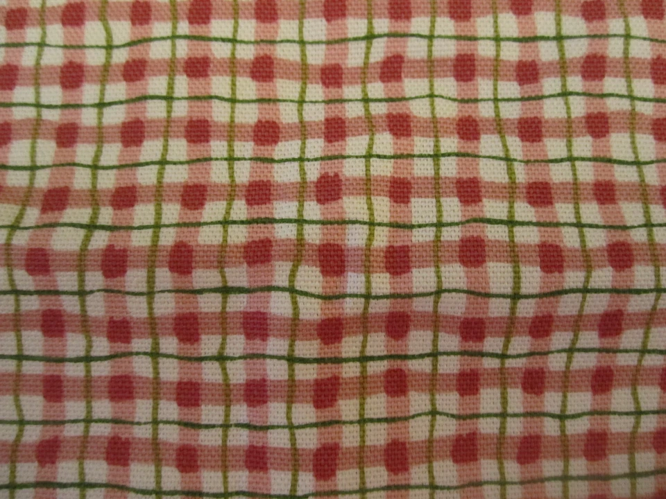 Tela de algodón Mill Creek serigrafía rojo verde estampado a cuadros 1 yarda 10" x 56 Foto 4 de 4