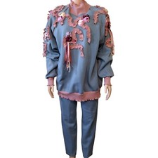 Vintage 1990's Gauzeling Blue Arts And Crafts Sweatsuit Size Large Nwot