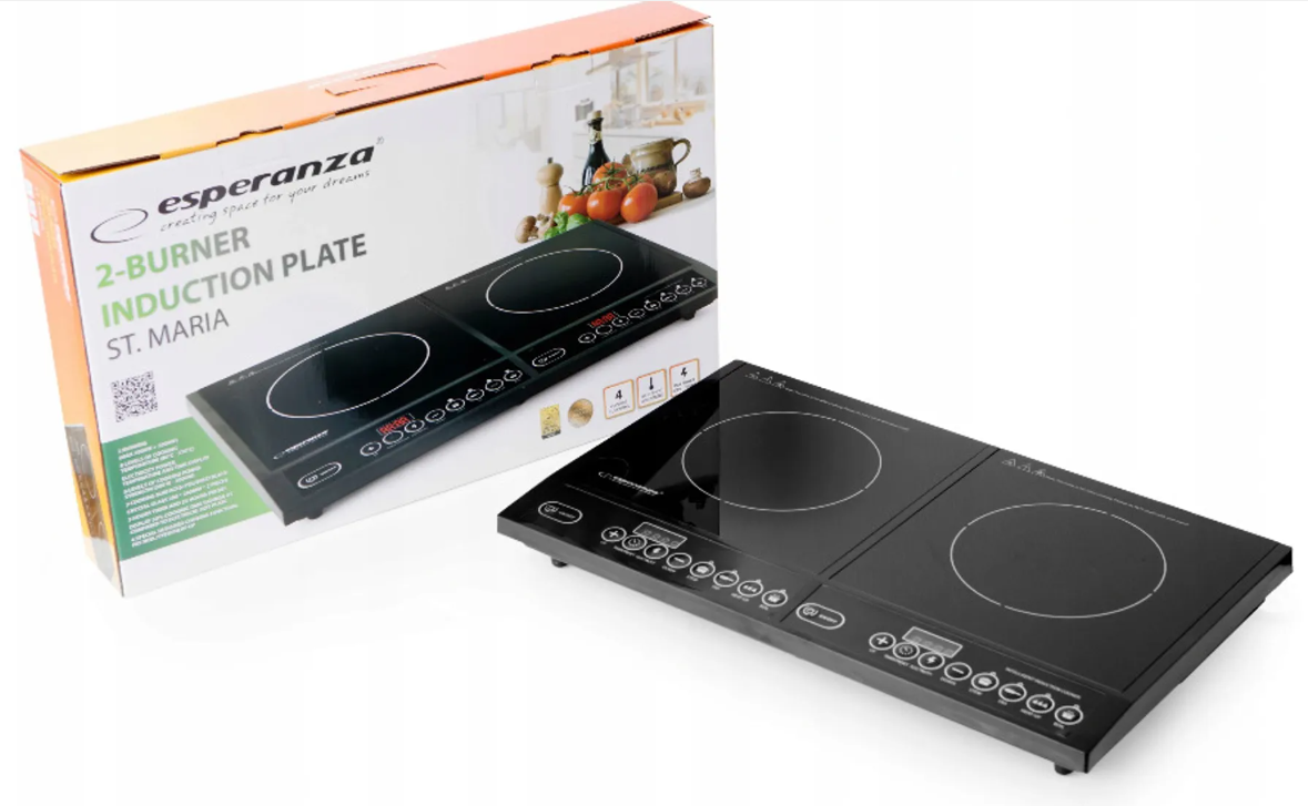 ESPERANZA 2BURNER INDUCTION PLATE ST.MARIA Schwarz Arbeitsfläche