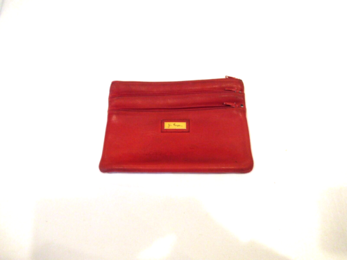 Jim Thompson rot Leder Kosmetiktasche Tasche, 3 Reißverschlusstaschen - Bild 1 von 11