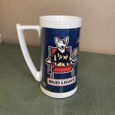 Bud Light Spuds MacKenzie Thermo Serv plastic beer mug cup party animal USA made