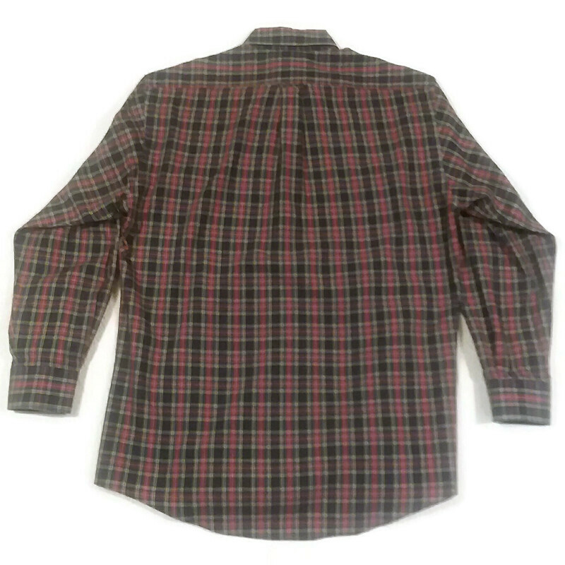 Camicia Savile Fila Bottoni Larga Uomo Taglia 15 1 2 32 33 LS Tasca Plaid