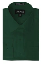 MENS Solid Long Sleeve Premium Regular fit Dress Shirt, Emerald Green(Hunter)
