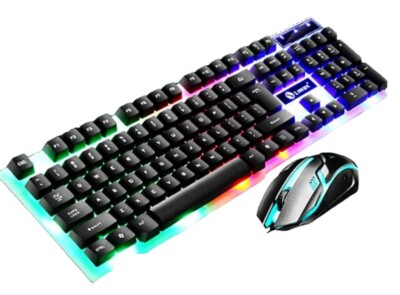 LIMEIDE GTX300 Rainbow Backlit Office PC Wired Gaming Keyboard and Mouse Set