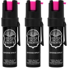 Police Magnum pepper spray USA self defense security 3 pack 3/4oz Pocket Clips