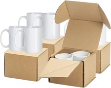 PYD Life 8 Pack 15 OZ Sublimation Ceramic Mugs 8 Count (Pack of 1), White 