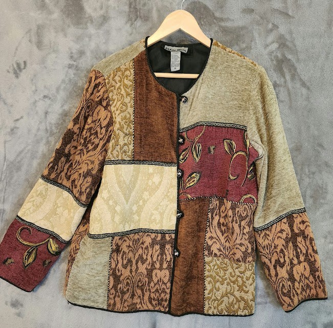 Indigo Moon Patchwork Tapestry Jacket Medium Mult… - image 1