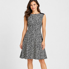 Lauren Ralph Lauren Dress Size 10 Black Ivory Sleeveless Jersey Stretch Career