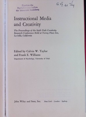 Instructional Media and Creativity: The Proceedings of the Sixth Utah Creativity