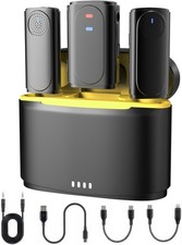 Wireless Lavalier Microphone System Noise Reduction Charging Case iPhone Android