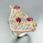 Handmade Natural Rhodolite Ring 925 Sterling Silver Size 7 /R458736