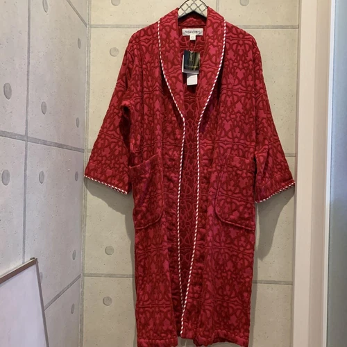 SAINT LAURENT (YSL) Accappatoio Yves Saint Laurent YSL logo rosso vintage taglia M fondo di magazzino non