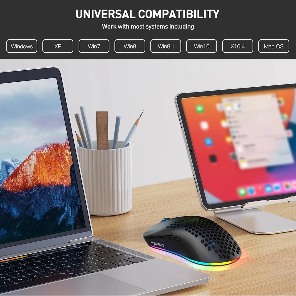 3-Mode Wireless Gaming Mouse Colourful LED 3600 Movement Speed For Laptop TFFW - Image 2 of 4