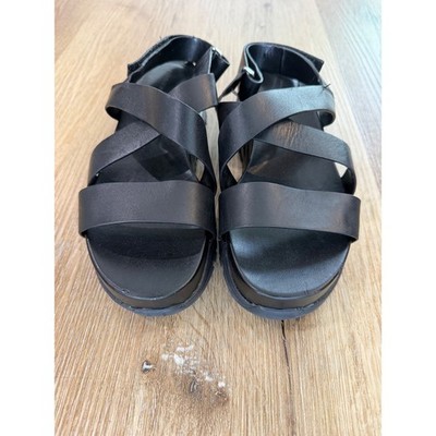 Cole Haan Zerogrand Sandals Womens 7.5 Black Platform Slingback Chunky Comfort