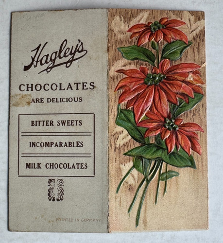 Advertising Trade Card 1912 Pocket Calendar Hagley's Chocolates Chicago embossed
